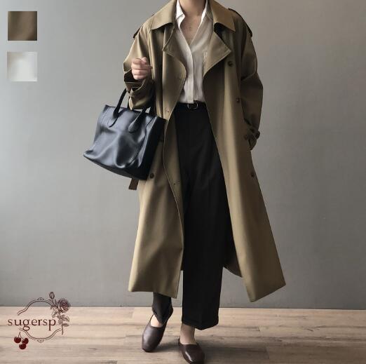 ＼最安9492円!4月末まで／ロングトレンチコート 収納ベルト付き ゆったりシルエット 上品 オシャレ 春物アウター 通勤 デート 街歩き カジュアル ウエストシェイプ 着痩せ効果