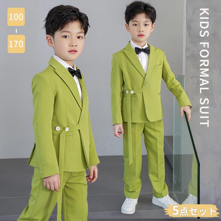 ＼最安5920円!4月末まで／ジュニア 子供スーツ 100-170 男の子 5点セット ズボン キッズ セットアップ 入学 卒業 卒園 入園 発表会 七五三 記念日 記念写真 スーツ フォーマル カジュアル おしゃれ カッコイイ ジャケット パンツ