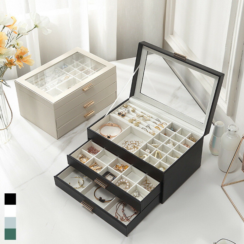 ＼最安8349円!4月末まで／ジュエリーボックス 大容量 ジュエリーケース アクセサリー収納ケース アクセサリーボックス ジュエリー アクセサリー入れ 持ち運び 携帯用 旅行 可愛い お洒落 高級 透明 3段式 アクセサリーケース アクセサリー