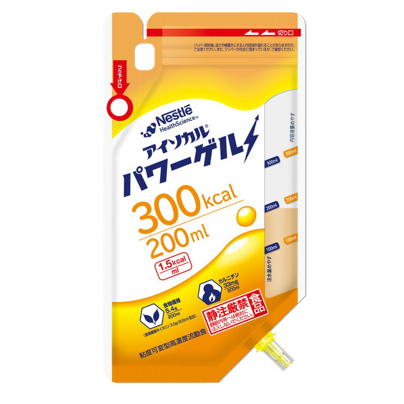 (お取り寄せ品) アイソカル パワーゲル 300kcal 200ml&times;24袋 高濃度粘度可変型流動食 (入荷後の発送/3～5営業日で入荷予定)｜医療食・介護食の まごころ情報館 10,442円