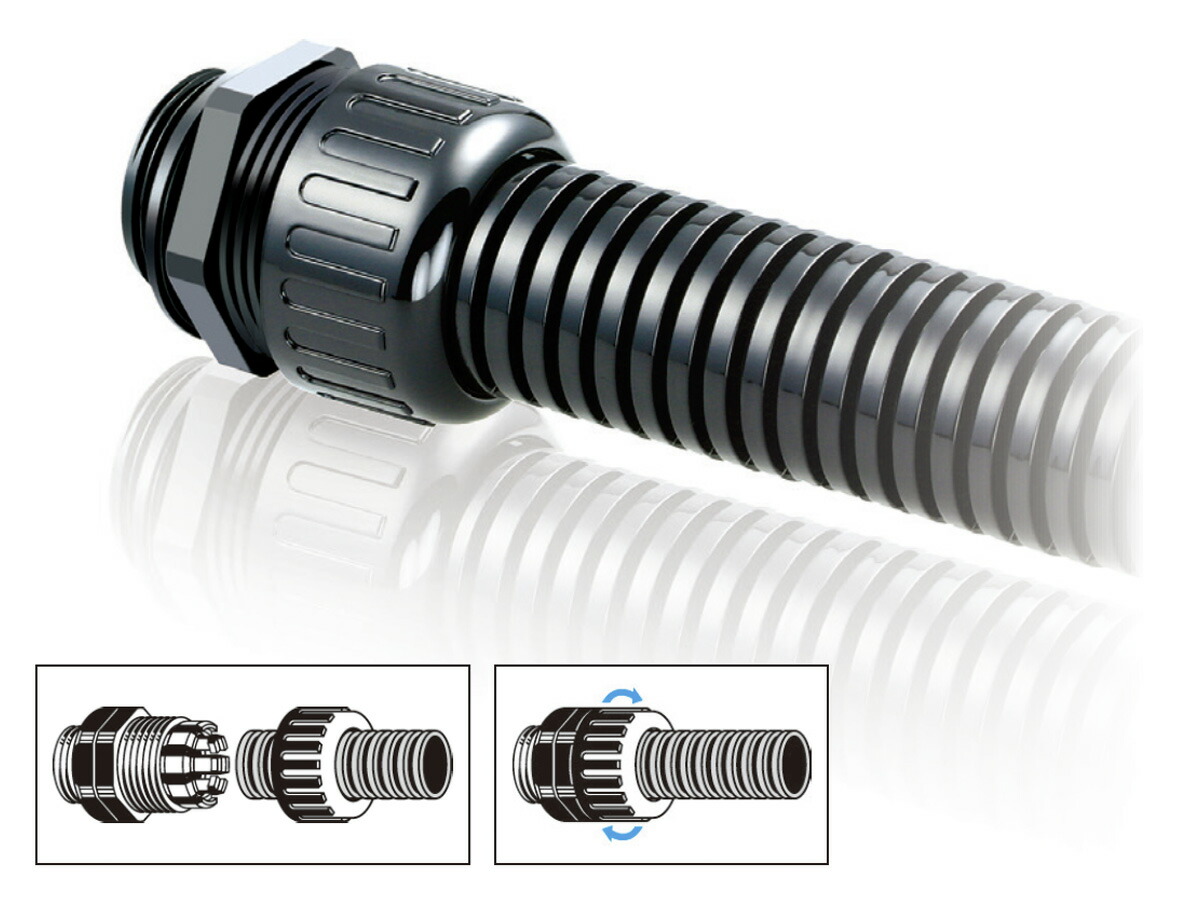 日本AVC 長足型コルゲートチューブ用グランド 黒色 N-MGN25-21B