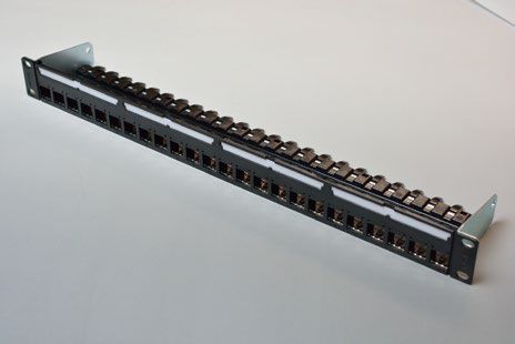 日本製線 Cat6用 1U24ポート パッチパネル枠 RMPPH24BK-S