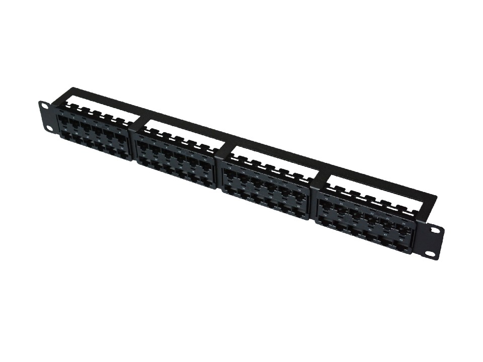 日本製線 高密度アングル型パッチパネル枠 1U48ポート NSPPV48BK