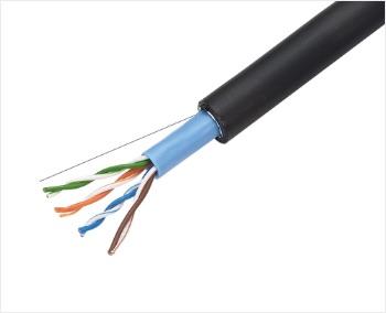 冨士電線 EM-TPCC-5LAP0.5X4P100m環境対応 Cat5e 屋外用LANケーブル EM-TPCC 5-LAP 0.5mm×4P (黒/薄青) 100m