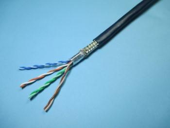 冨士電話線 H12-HFS-TPCC5-80m Cat5e 繋ぎ付遮蔽物印字機高遮へい 耐熱125℃ ローカルエリアネットワーク有線テレビ (濃青) 80m H12-HFS-TPCC5-80m