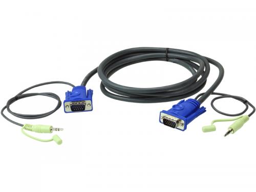 ATEN 2L-2520A 20M VGAオス-オス ケーブル 3.5mm ステレオオーディオプラグ付き|ISダイレクト店