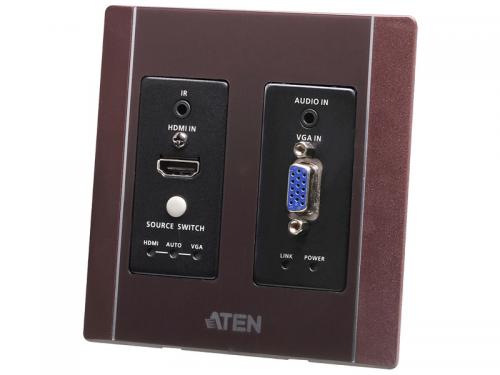 ATEN VE2812AUST2 HDMI &amp; VGA HDBaseTトランスミッター（USウォールプレート、POHタイプ、ブラウン）｜ISダイレクト店