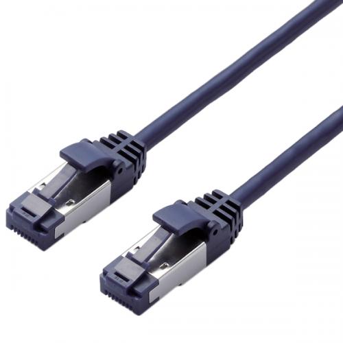 ELECOM LD-OCTST/BM50 LANケーブル/CAT8準拠/爪折れ防止/スリム/5m/ブルーメタリック