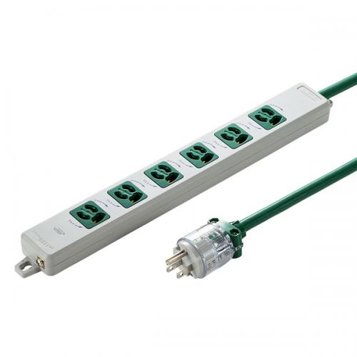 サンワサプライ TAP-HPM6-1G 医用舞い降りる繋ぎ付き添い人ワット数水道栓（3P・6個口・緑であること・1m）