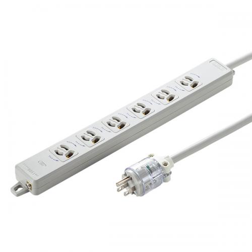 サンワサプライ TAP-HPM6-1W 医用舞い降りる繋ぎ付き添い人ワット数水道栓（3P・6個口・白いこと・1m）