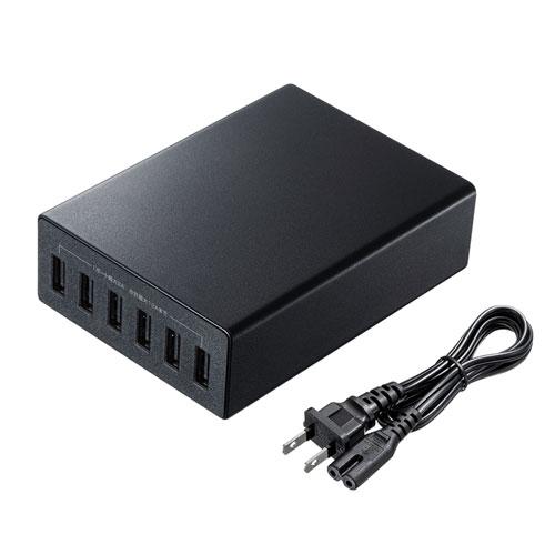 【時間指定不可】 サンワサプライ ACA-IP67BK USB充電器 ブラック 6ポート 合計12A 売れ筋ランキング