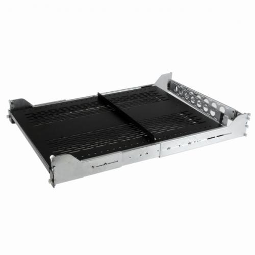 StarTech.com UNISLDSHF192 2Uスライド式サーバーラック棚板/収納棚(放熱用スリット付き/ケーブルマネージメント付き)奥行き調整可能(702.2mm～802.2mm)耐荷重22.7kg