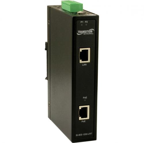 Transition SI-IES-1200-LRT 工業用 1界面 ミッドスパン PoE+ インジェクタ