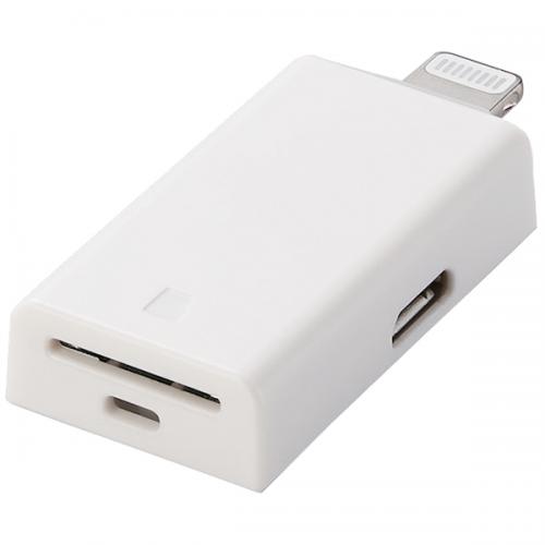 ELECOM MR-LD102WH Lightningカードリーダー microSD専用 USB Type-C変換アダプタ付属 直挿し ホワイト