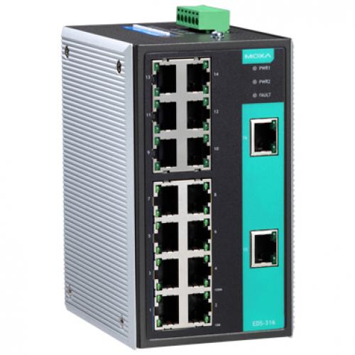 MOXA EDS-316-T アンマネージドスイッチ、16xRJ45、Tひな形