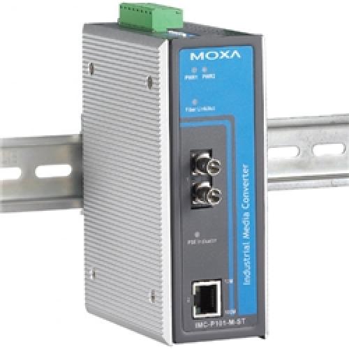 MOXA IMC-P101-M-ST-T PoE 10/100BaseT（X）⇒100BaseFX媒体変換器、マルチST、Tひな形