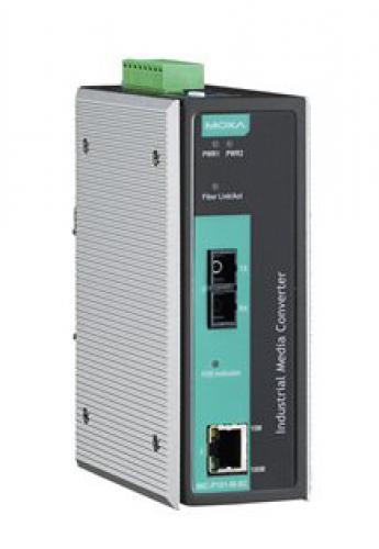 MOXA IMC-P101-S-SC-T PoE 10/100BaseT（X）⇒100BaseFX媒体変換器、シングルSC、Tひな形