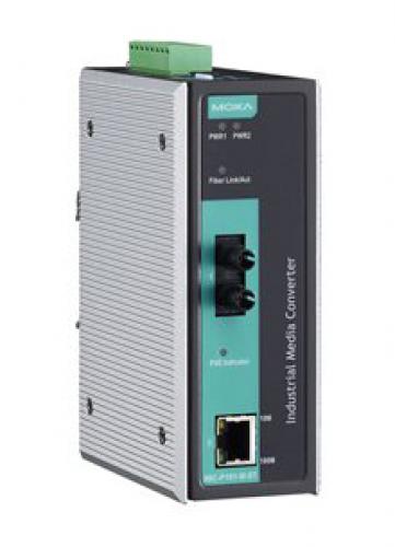MOXA IMC-P101-S-ST-T PoE 10/100BaseT（X）⇒100BaseFX媒体変換器、シングルST、Tひな形