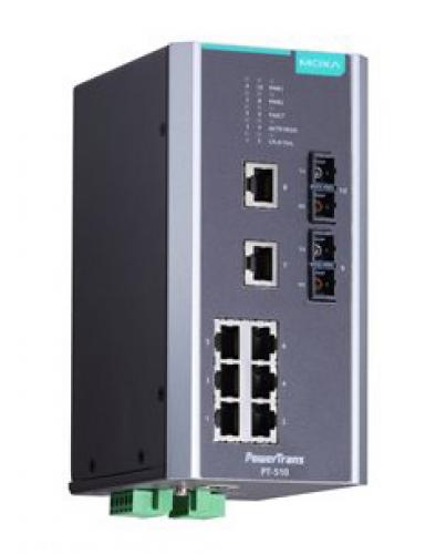 MOXA PT-510-SS-SC-24 IEC 61850-3公許マネージドスイッチ 8xRJ45 2xシングルSC 24VDC