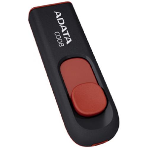 ADATA AC008-64G-RKD USBメモリ C008 64GB USB2.0対応 スライド式 ブラック+レッド /5年保証