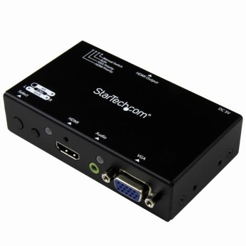 StarTech.com VS221VGA2HD 2入力(HDMI/VGA)1出力(HDMI)対応ビデオディスプレイ切替器スイッチャー自動&優先切替機能搭載1080p7.1chサラウンド/2chステレオ音声出力対応