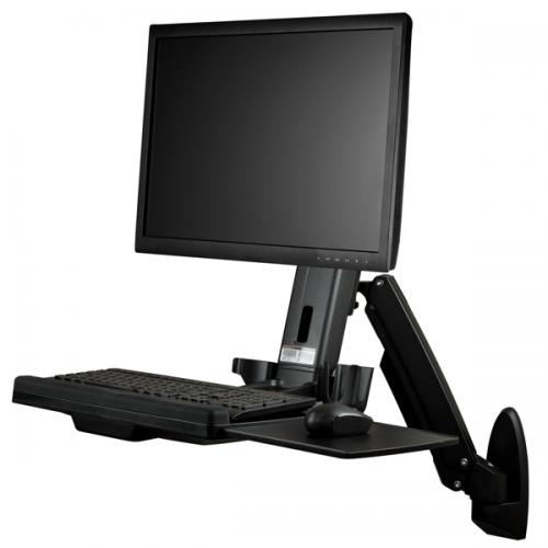 StarTech.com WALLSTS1 ウォールマウント型昇降事務机1面モニターアームキーボード/二十日鼠台付き添い人座位・立位相応うシングルディスプレイアーム