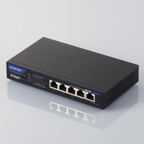 ELECOM EHB-UG2C05E-PL 法人用ノン・インテリジェントスイッチングハブ/Gigabit対応/PoE/5ポート/ACアダプタモデル/小型筐体/3年保証|ISダイレクト店