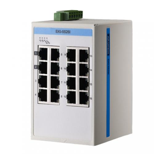 アドバンテック EKI-5526I-AE 加工用伝達EKI 16FEアンマネージドイーサネットスイッチ、ATEX / C1D2 / IECEx、-40～75℃