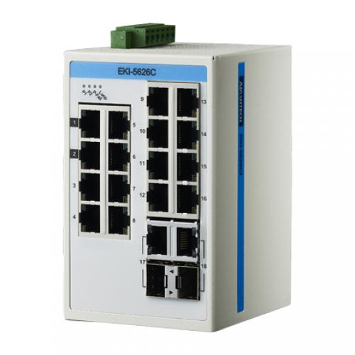 アドバンテック EKI-5626CI-AE 加工用伝達EKI ProView 16-port FE Industrial Switch with 2x RJ45/SFP Combo Extreme Temp -40～75℃