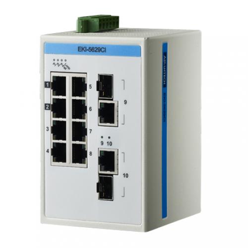 アドバンテック EKI-5629CI-AE 実業用連絡EKI ProView 8-port Gigabit Industrial Switch with 2x RJ45/SFP Combo Extreme Temp -40～75℃