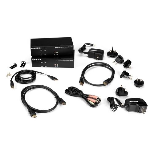 ブラックボックス KVXLCHF-200 デュアル見せびらかす相応うKVMエクステンダーキット (HDMI/USB/光衣料繊維/4K相応う）