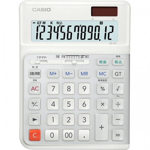 CASIO DE-12D-WE-N 人間工学電卓 12桁 デスクタイプ 白|ISダイレクト店
