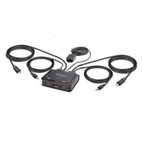 StarTech.com C2-D46-UC2-CBL-KVM KVMスイッチ/2ポート/シングルモニター/4K60HzDisplayPort/USB-C接続(DPAltモード)