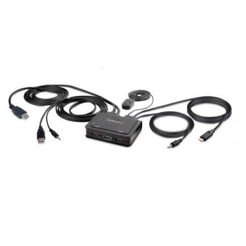 StarTech.com C2-H46-UAC-CBL-KVM KVMスイッチ/2ポート/シングルモニター/4K60HzHDMI/ハイブリッド接続(USB-A/HDMI&amp;USB-CDPAltモード)/ケーブル一体型｜ISダイレクト店