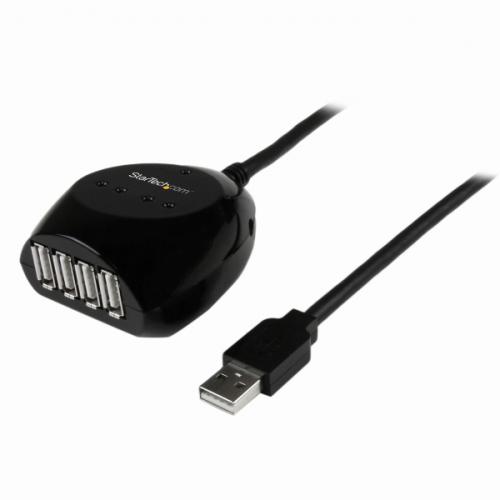 StarTech.com USB2EXT4P15M USB2.0アクティブ延長ケーブル(15m)&4ポートUSBハブType-A(オス)-4xType-A(メス)15mUSB2.0リピーターケーブル(4xUSBハブ搭載)