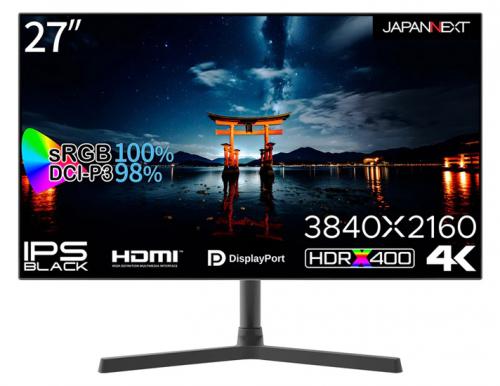 【法人様宛押さえる】JAPANNEXT JN-27IPSB4FLUHDR 液晶見せびらかす 27型/3840×2160/DP×1、HDMI×2/黒いこと/金棒引き：有/2年言いはなつ