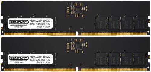 世紀マイクロ CB16GX2-D5U4800H 事務机とっ始め用 パソコン5-38400/DDR5-4800 288pin Unbuffered_Non-ECC_DIMM 1Rank 1.1v 32GB kit（16GB×2枚） 日本製