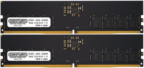 世紀マイクロ CB16GX2-D5U5200H 事務机とっ始め用 パソコン5-41600/DDR5-5200 288pin Unbuffered_Non-ECC_DIMM 1Rank 1.1v 32GB kit（16GB×2枚） 日本製