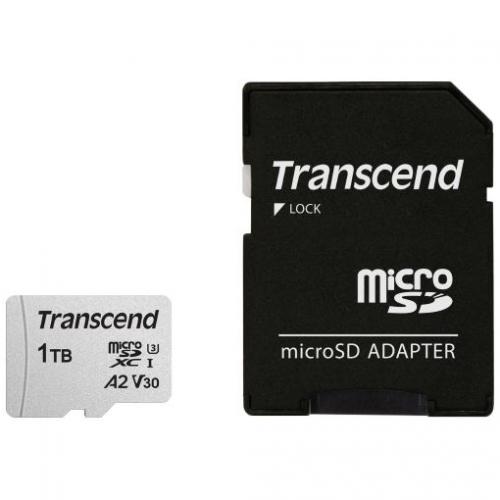 Transcend TS1TUSD300S-A microSDXC歌留多 USD300S Class10 UHS-I U3 V30 A2 1結核症 (SD歌留多取り替えっこアダプター付き添い人)
