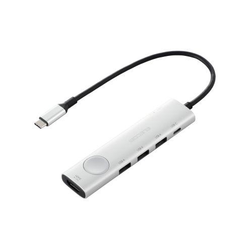 ELECOM DST-S060BPSV Type-C縛ステイション/画面トグルスイッチ付/USB PD相応う/USB-A×3/USB-C×2/HDMI(4K60サイクル)/しろがね色