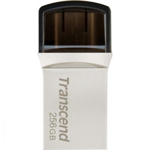 Transcend TS256GJF890S Android備品向けUSB記憶装置 USB Type-A/Type-Cのデュアルコネクタ USB5Gbps 256GB しろがね色