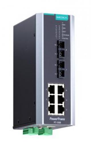 MOXA PT-508-MM-SC-24 IEC 61850公証 製作用 8ポートマネージド・イーサネットスイッチ/6x10/100BaseT(X)/2x100BaseFXマルチ流行り物/SC繋ぎ/24VDC