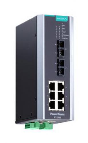 MOXA PT-508-MM-SC-48 IEC 61850公証 製作用 8ポートマネージド・イーサネットスイッチ/6x10/100BaseT(X)/2x100BaseFXマルチ流行り物/SC繋ぎ/48VDC