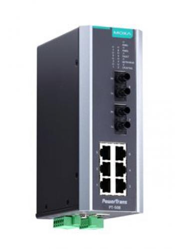 MOXA PT-508-MM-ST-24 IEC 61850公証 製作用 8ポートマネージド・イーサネットスイッチ/6x10/100BaseT(X)/2x100BaseFXマルチ流行り物/ST繋ぎ/24VDC