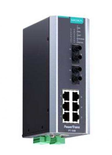 MOXA PT-508-MM-ST-48 IEC 61850公証 製作用 8ポートマネージド・イーサネットスイッチ/6x10/100BaseT(X)/2x100BaseFXマルチ流行り物/ST繋ぎ/48VDC