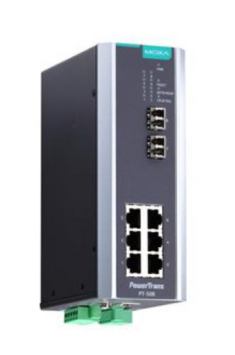 MOXA PT-508-SS-LC-24 IEC 61850公証 製作用 8ポートマネージド・イーサネットスイッチ/6x10/100BaseT(X)/2x100BaseFXシングル流行り物/LC繋ぎ/24VDC