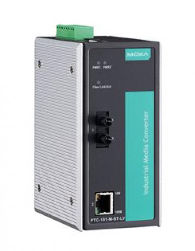 MOXA PTC-101-M-ST-HV 加工用IEC 61850/EN50155イーサネット⇒ファイバーメディアコンバータ/マルチ流行り物ST繋ぎ/1アイソレートワット数