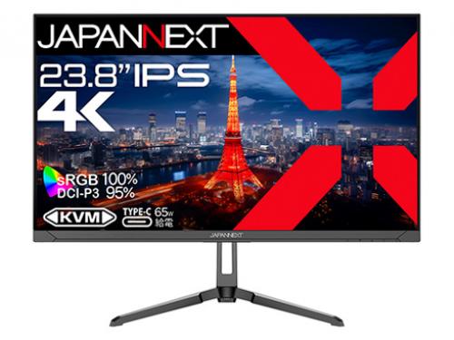 【法人様宛押さえる】JAPANNEXT JN-IPS2380UHDR-C65W 液晶見せびらかす 23.8型/3840×2160/DP、HDMI、USB-C×1/黒いこと/金棒引き有/2年言いはなつ