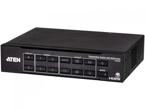 ATEN VP2420 4入力2出力HDMIプレゼンスイッチャー（4K60p、マルチビュー対応）