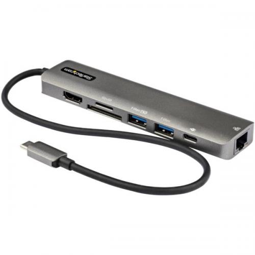 StarTech.com DKT30CHSDPD1 USBType-Cマルチ変換アダプター/4K60HzHDMI2.0/100WUSBPD/SD&microSDスロット/2ポートUSB3.0ハブ/ギガビット有線LAN/本体一体型30cmケーブル